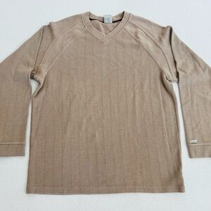 Columbia Men's Light Brown V-Neck Ribbed Sweater